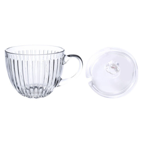  Cereal Bowl with Lid Glass Microwavable Bowls Clear Coffee Mugs Ice Cream Cups - Picture 1 of 12