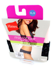 NWT HANES Microfiber Lace Size XL/8 2-pack Multi Color Women's Cheeky Panties