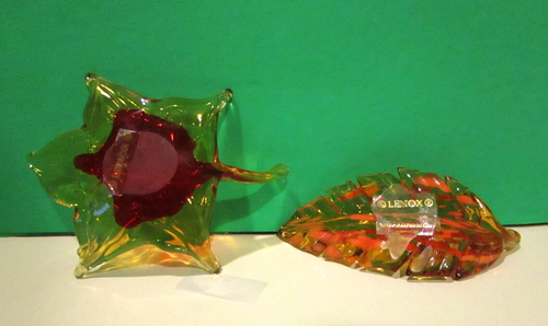 LENOX ART VIDRIO HOJAS DE OTOÑO conjunto -- NUEVO -- Como Nuevo -- SIN CAJA - Imagen 3 de 5