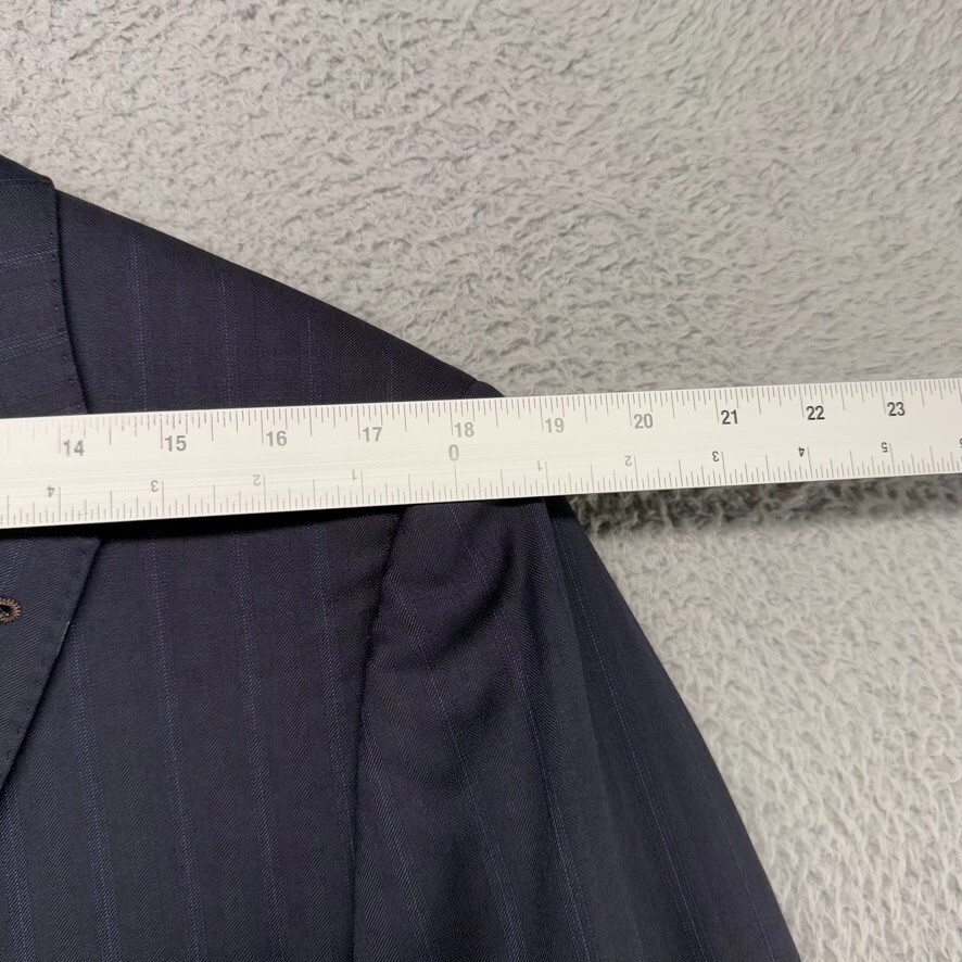 Indochino Blazer Jacket Men's 42 Blue Pinstripe Custom Sport Coat Wool Silk