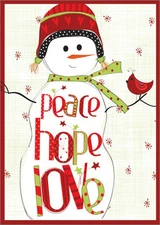 Peace Love Hope Snowman Amylee Weeks Box of 18 Christmas Cards by LPG Greetings