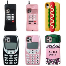 Pink/Black 3D Old Phone Cute Soft Case For iPhone 11 12 13 14 15 16 17 Pro Max