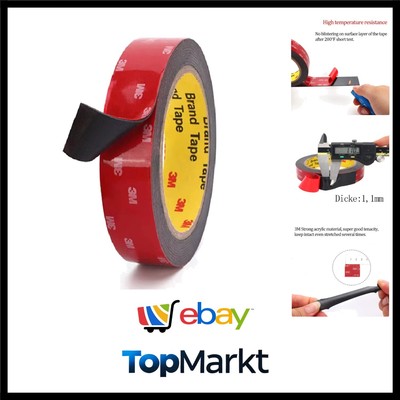Doppelseitiges Klebeband Extra Stark 2,5 cm x 4,7 m -  & Hochtemperaturbeständig