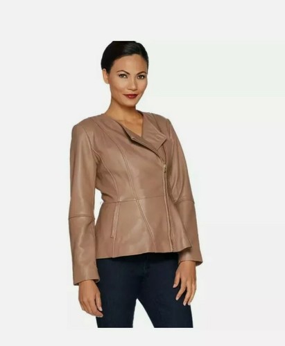 Isaac Mizrahi Live! Lamb Leather Peplum 