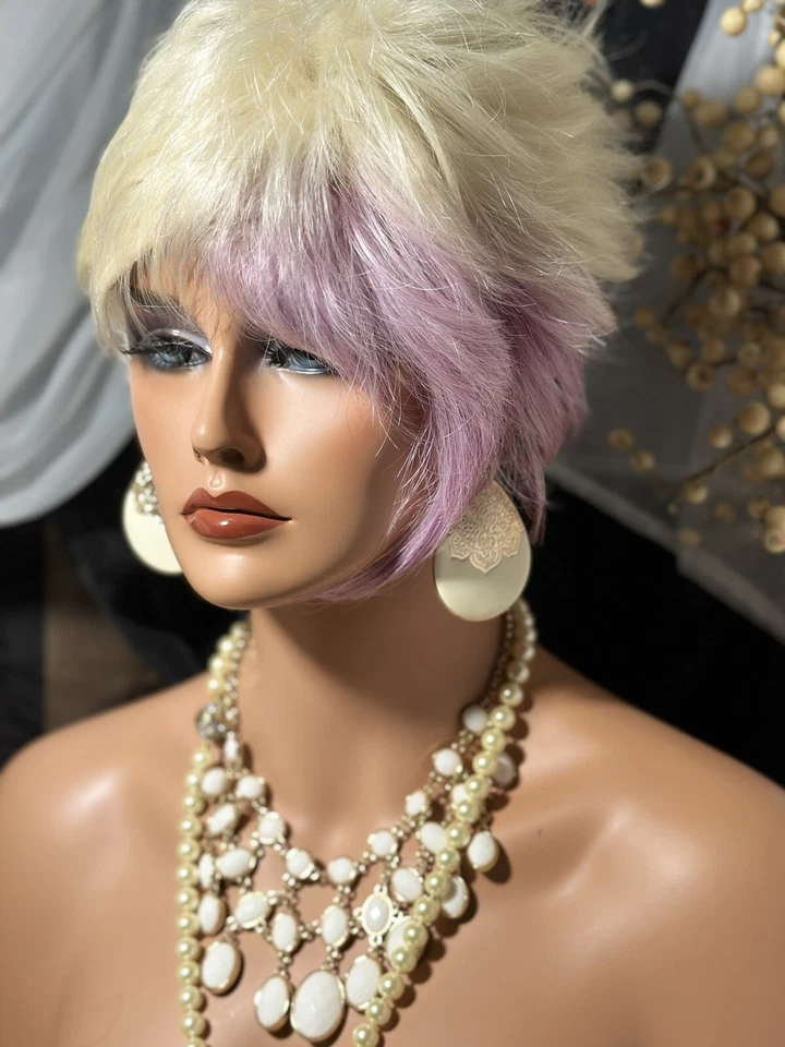 热卖PIXIE混合白金和粉红色阴影带角尖尖,独特的WIG💋 — 第 4/4 张图片