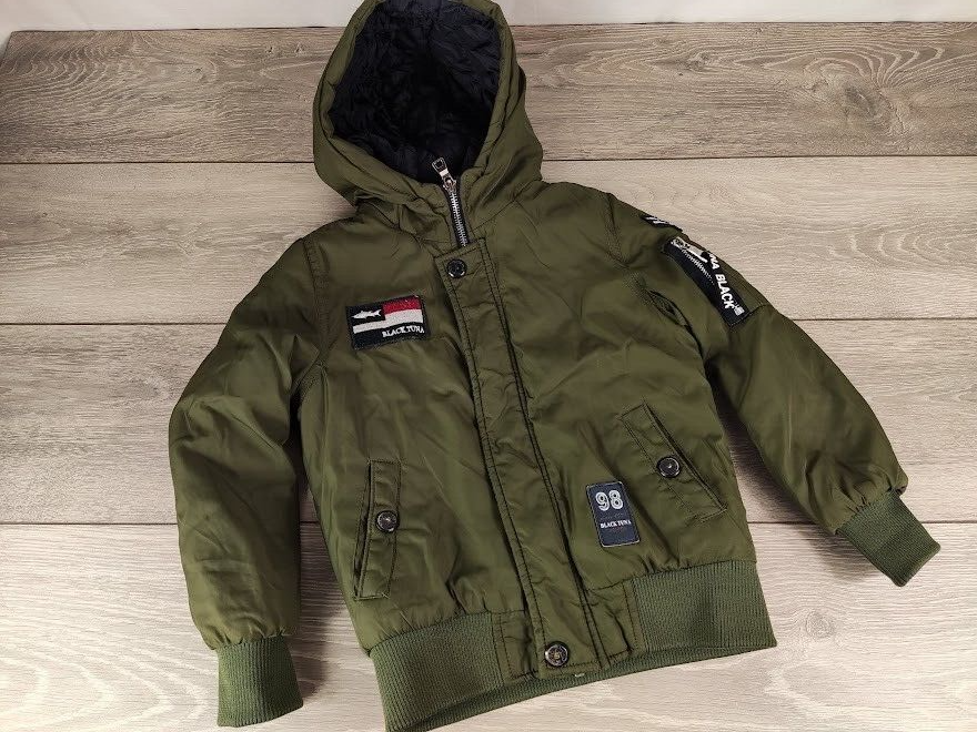 Happy House Boys KHAKI Jacket YRS Black Tuna Logo Army Childrens