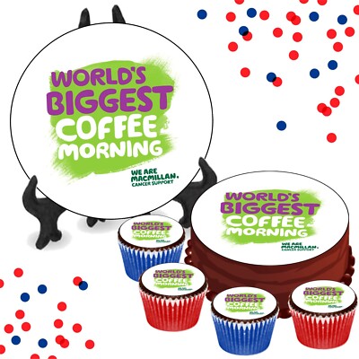 Macmillan Worlds Biggest Coffee Morning - Essbare Kuchen-/Cupcake-Topper Charity