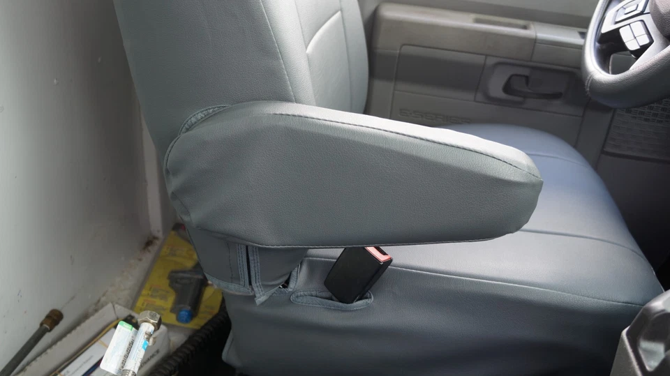 适用于福特 ECONOLINE 1998 - 2019 年 S.LEATHER 定制 2 个前座套 13 种颜色 — 第 4/4 张图片