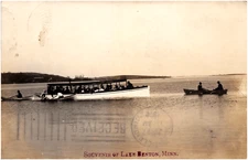 Excursion Boat & Rowboats on Lake Benton Minnesota MN 1909 RPPC Postcard Photo