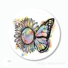 Butterfly SunFlower Labels Scrapbook Stickers Envelope Seals Sunflower Favors