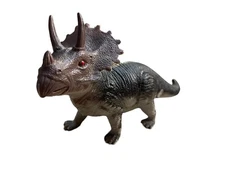 NWOT Dolgen Styracosaurus Dinosaur Toy Hard Plastic Red Eyes 6.5” X 3.5”