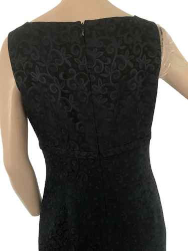 LAURA ASHLEY Vintage 90's Black Wool & Silk Floral Midi Pencil Dress UK 10 US 6 - Picture 14 of 18