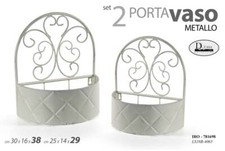 SET 2 PORTA VASO PIANTE IN METALLO DA PARETE HOME CASA GIARDINO IRO-781698