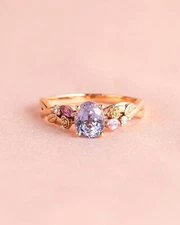 Lavender purple sapphire ring floral theme oval lavender sapphire ring her