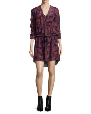 Veronica Beard Boho Floral 100% Silk Mini Dress Size 2