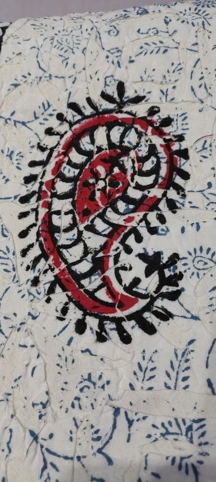 Colcha manta edredón Kantha de algodón tamaño queen de cachemira bloque de mano indio Foto 4 de 4