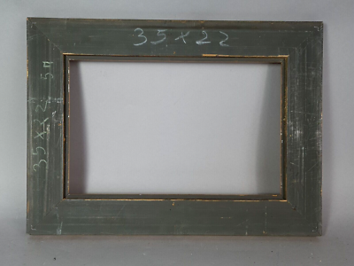 Cadre Bois Et Stuc Doré Feuille XIXe Feuillure : 21 X 27 C