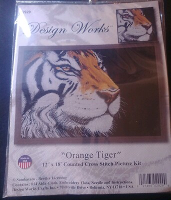 Design Works Counted Cross Stitch Wild Life Orange Tiger 12'' x 18'' # 2929 New *