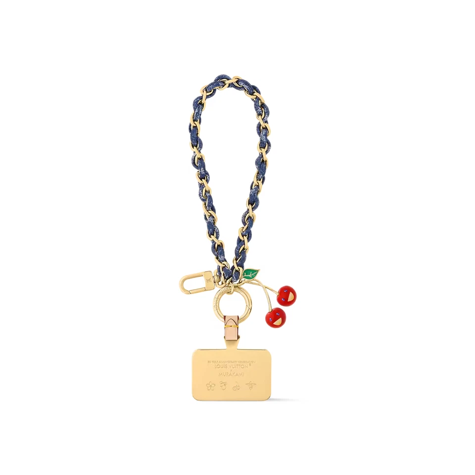 NUEVO Louis Vuitton x Takashi Murakami Teléfono Dije Monograma Denim Cereza M02623 Foto 3 de 4