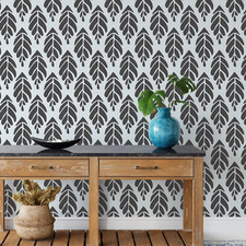Modern Broadleaf Pattern Wall Stencil - DIY Wallpaper Alternative