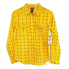 Wrangler Girls Yellow Red Aztec Print Long Sleeve Button-Up Shirt XL