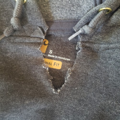 Carhartt Men's Workwear Pullover Hooded Sweatshirt Dark Grey Size Small ~ Flaw - Picture 3 of 10