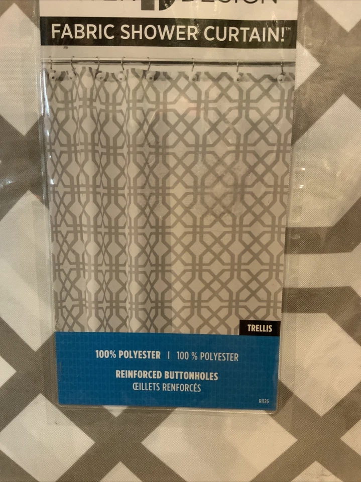 🛖 Cortina de ducha de tela Interdesign - 72 x 72 pulgadas Diseño de enrejado.🆕 Foto 3 de 4