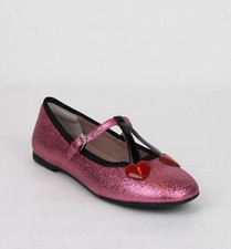 Gucci Girl Children's Pink Shimmer Fabric Ballet Flats w/Hearts 433120 5860