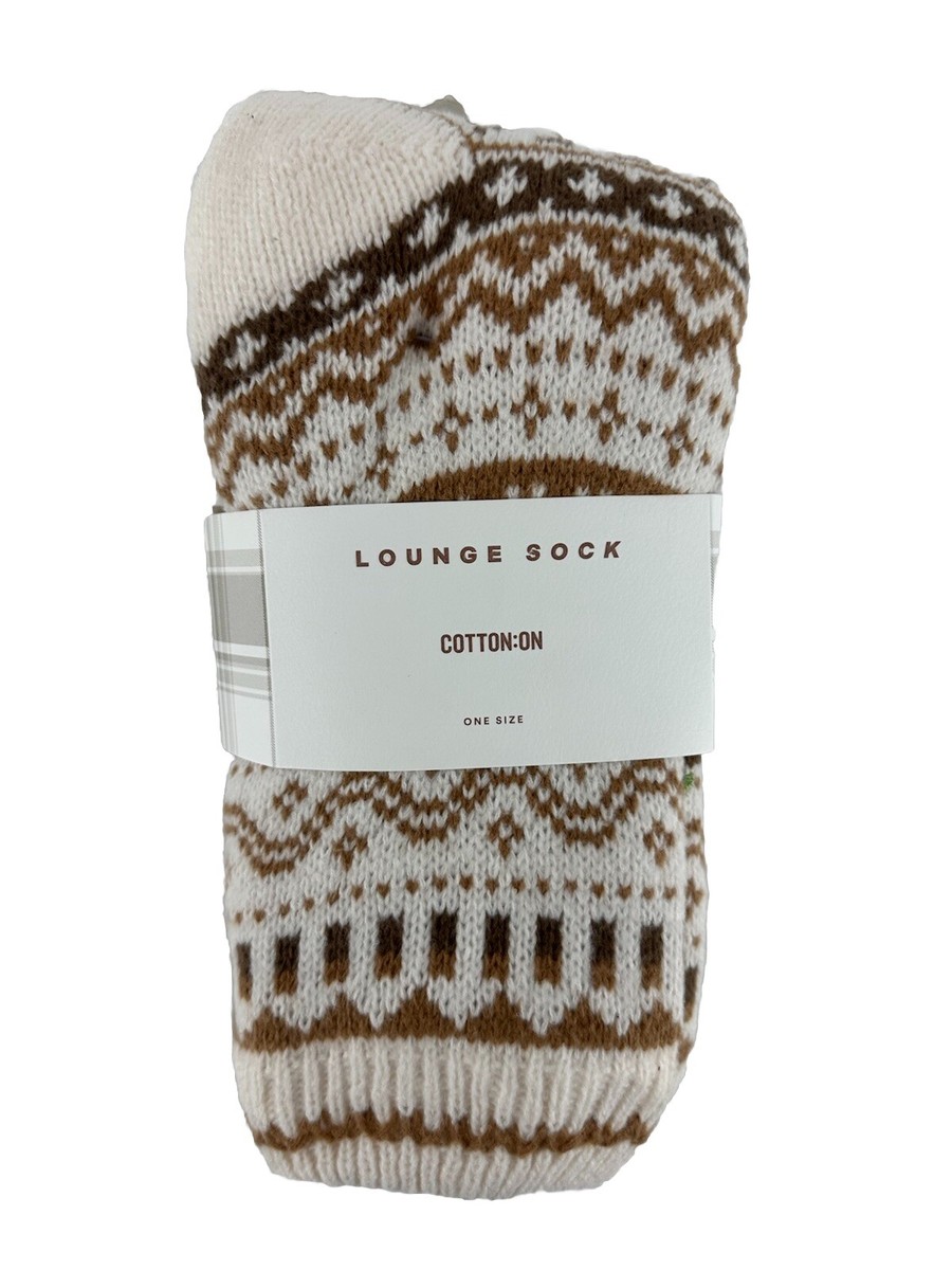 Cotton:On Women's The Holiday Lounging Sock Sherpa Lining Oatmeal