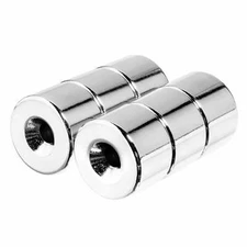 3/4 x 1/2 Inch Neodymium Rare Earth Countersunk Ring Magnets N35 (6 Pack)