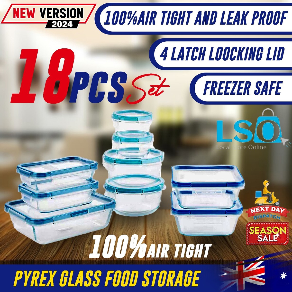 Snapware Pyrex Glass Food Storage Containers BPA Free Locking Lids