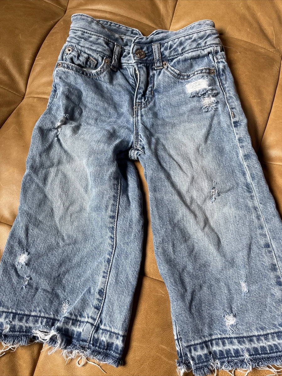 gap kids girls high rise wide leg crop jeans denim size 5 Hippie
