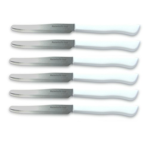 Dinner Knives White Handle Kitchen Cutlery x 6 eBay