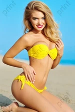 Blonde Bikini Fit Curvy Girl Model Photo Risque 4x6 Art Print A20103