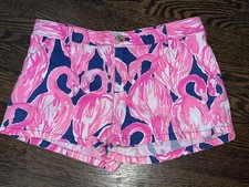 Girls LILLY PULITZER Pink Navy Blue Flamingo Summer Shorts Size 12
