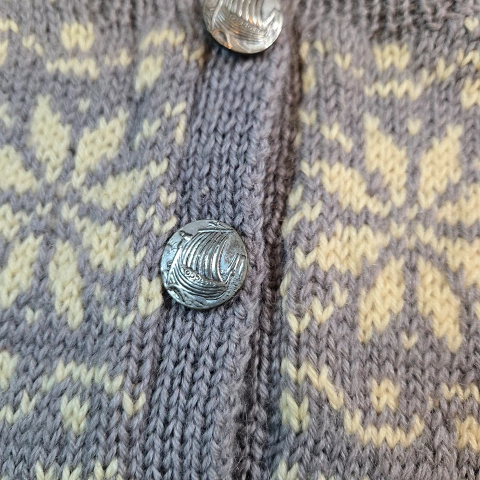 VTG Handmade in Norway Heavy Cardigan Nordic Wool Sweater 50s OOAK Large READ - Image 3 of 4