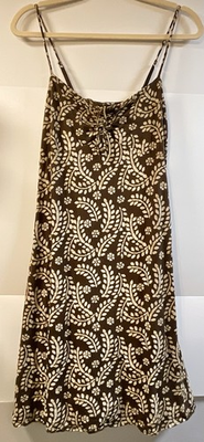 #ad GAP Size M Dark Brown And Cream Adjustable Strap Fully Lined Summer Dress $20.00