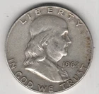 1962 D FRANKLIN HALF DOLLAR 90% SILVER DENVER MINT .50¢ UNITED STATES OF AMERICA