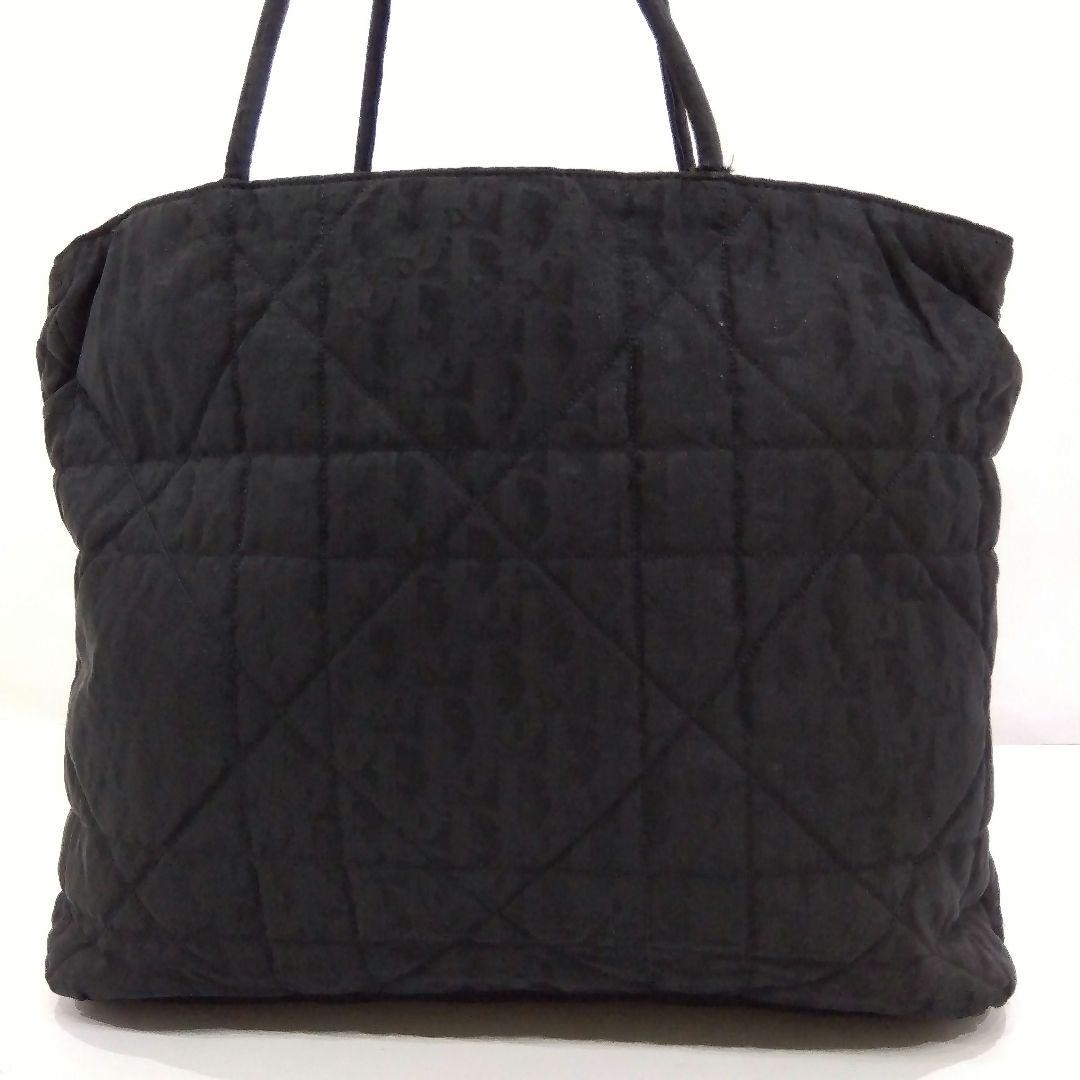 Christian Dior Tote Shoulder Bag Nylon Black Trotter Pattern A4 Laptop Authentic