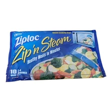 (1) 10 COUNT Ziploc Zip 'n Steam Microwave Cooking Bags Ready Meals 2-4 Servings