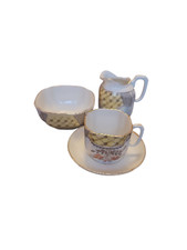 Vintage “A Present From Exeter” Porcelain Coffee Set – Cup Saucer Jug Sugar Bowl