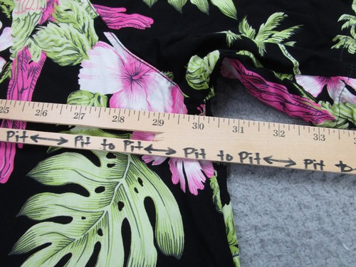 Webebop Hawaiian Shirt Mens 2XL Black Parrot Floral Tropical Button Up Rayon - Picture 8 of 10
