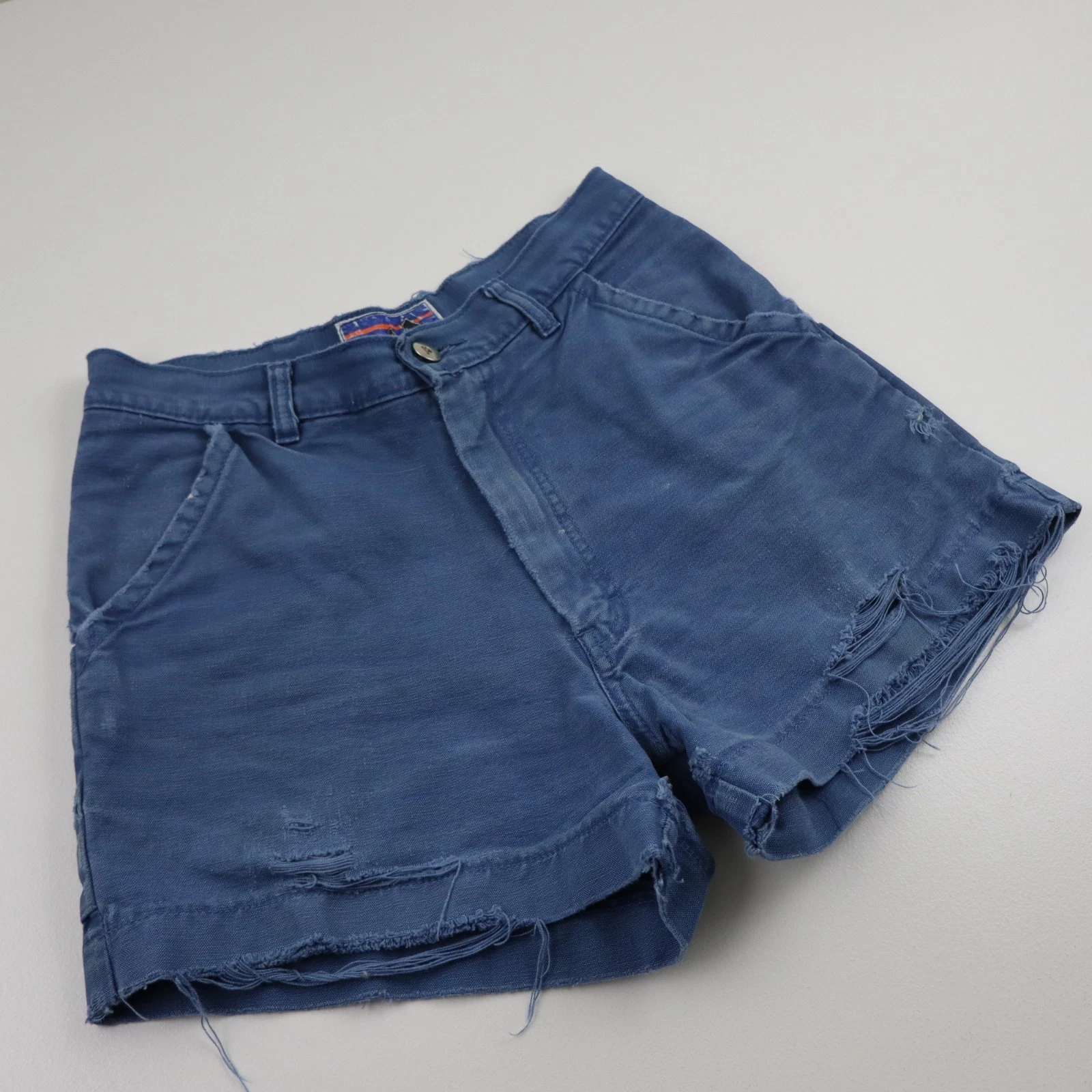 Vtg 70s Patagonia Chouinard Stand Up Shorts Mens 27 30 Hiking Canvas Denim Blue