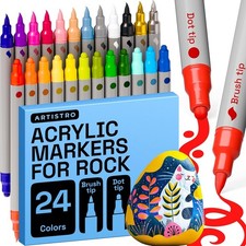 New ARTISTRO 24 Rock Acrylic Paint Markers - Painting Kit for Arts Crafts Dual