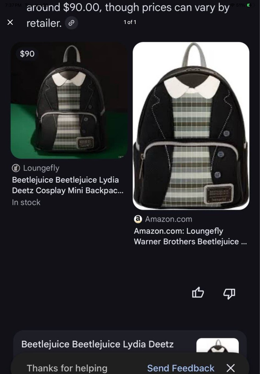 Loungefly Beetlejuice Beetlejuice Lydia Deetz Cosplay Mini Backpack Beetlejuice Beetlejuice Lydia Deetz Cosplay Mini Backpack  main image 4