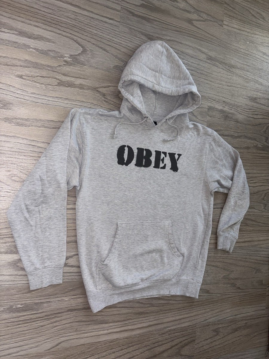 Obey OG Logo Gray Hoodie Pullover Sweatshirt Men's Size (M) Skate