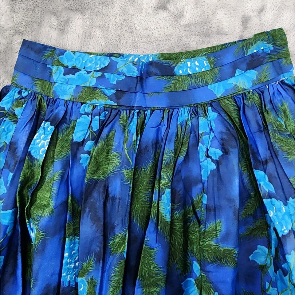 Falda Vintage Años 40 50 VIP Telas Mujer S Azul Verde Floral Plisada Maxi Cremallera Foto 3 de 4