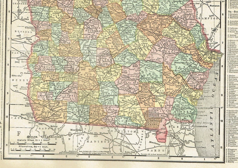 Dated 1902 Antique Color Maps of Georgia and South Carolina - Image 3 of 4