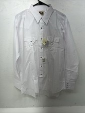 New Men  s White ELY Cattleman Long Sleeve Pearl Snap Shirt. 17x35 XL S-2
