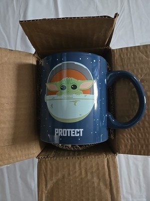 Star Wars The Mandalorian ''Protect Attack Snack'' Ceramic Mug Holds 20 Ounces